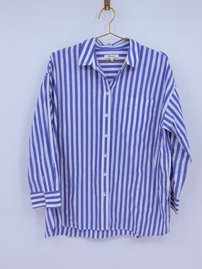 Madewell Blue White Striped Button Down Shirt Size Small Cotton Classic